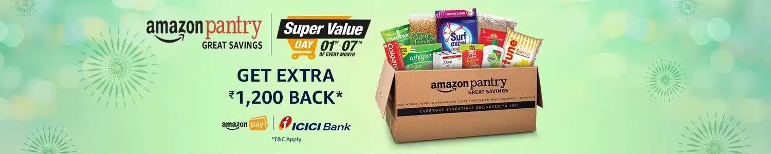 Get 15% Cashback Upto Rs 1200 On Daily Essentials At Amazon India Pay With Icici Bank Payments