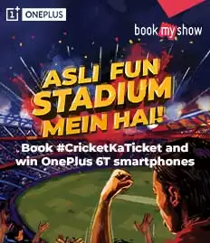 Book #Cricketkaticket And Win Oneplus 6t Smartphones At Bookmyshow Deal Page