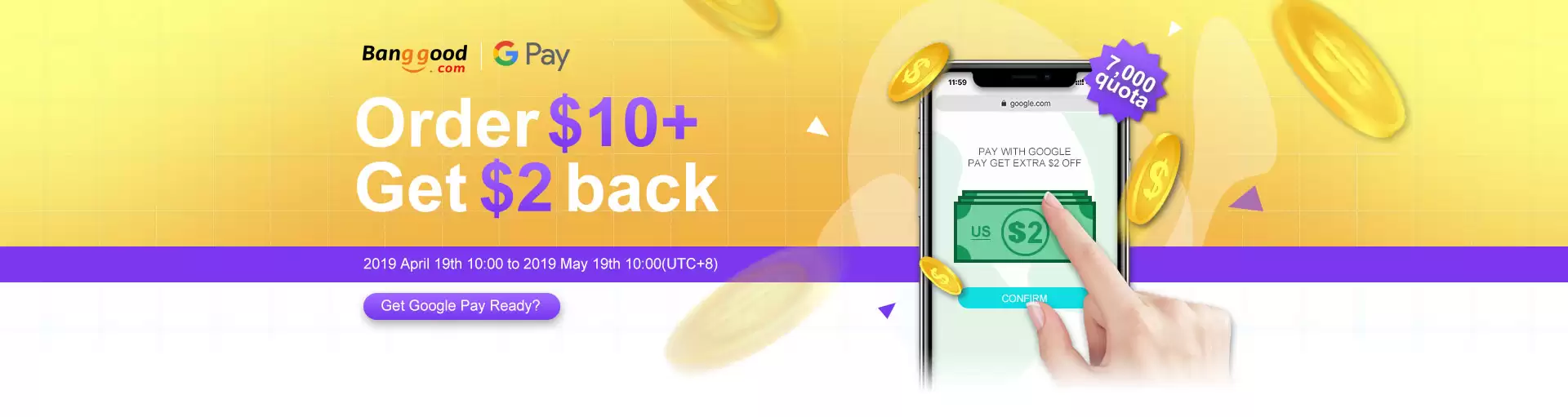 Get $2 Cashback At Banggood Pay Via Google Pay