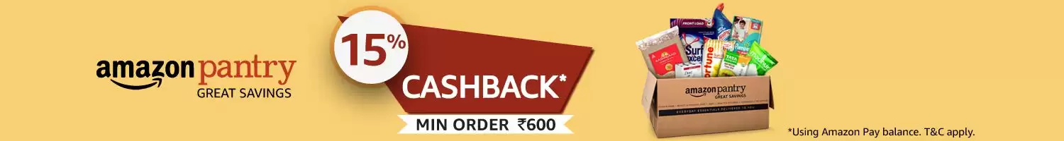 Get 15% Cashback On Pantry Orders Worth Rs 600 Or More Using Amazon Pay Balance