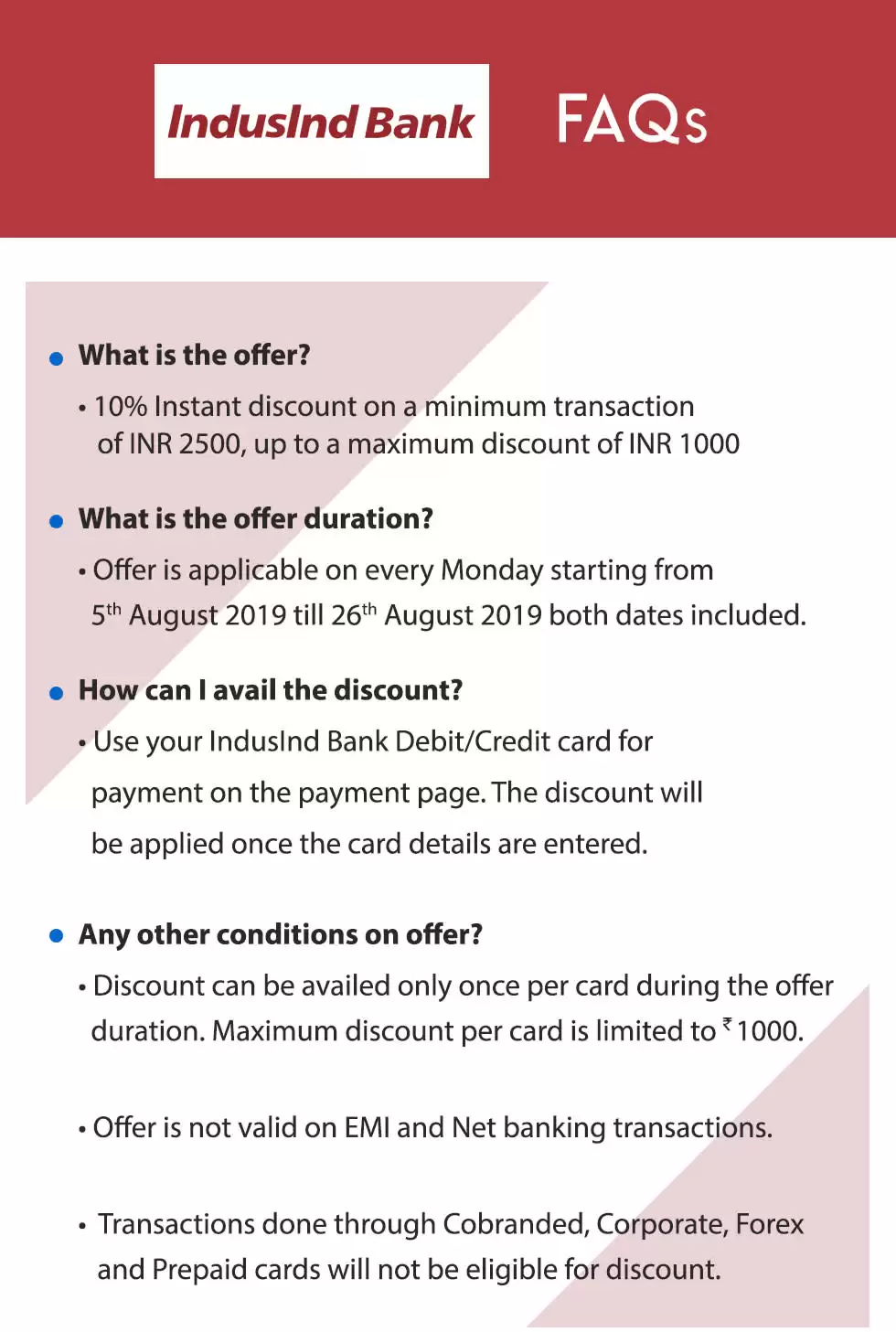Get 10% Instant Discount Upto Rs.1000 At Myntra Pay Via Indusind Bank Cards