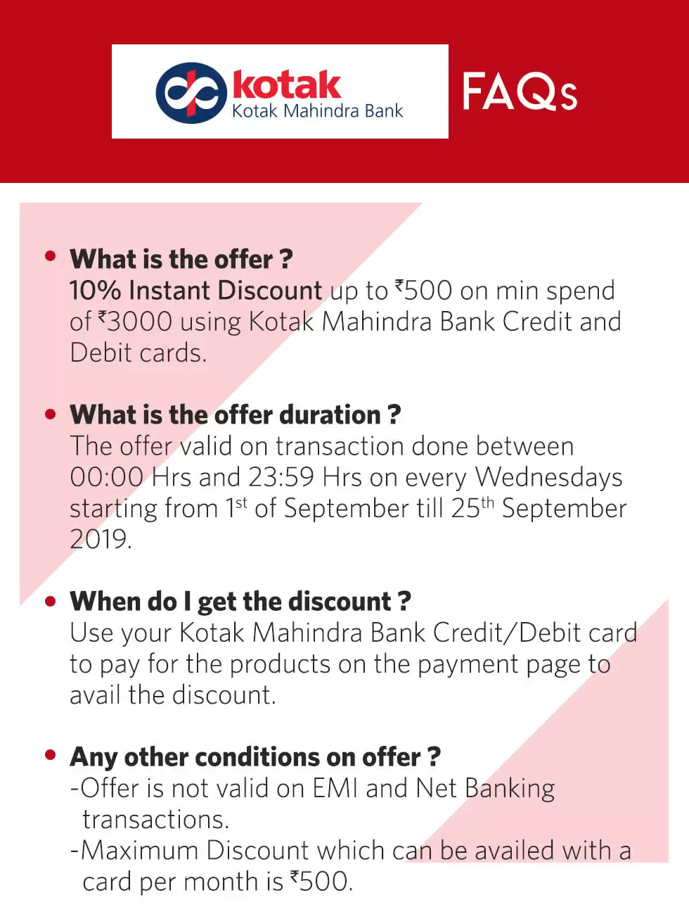 Get 10% Instant Discount Upto Rs.500 At Myntra Pay Via Kotak Bank Credit /Debit Cards