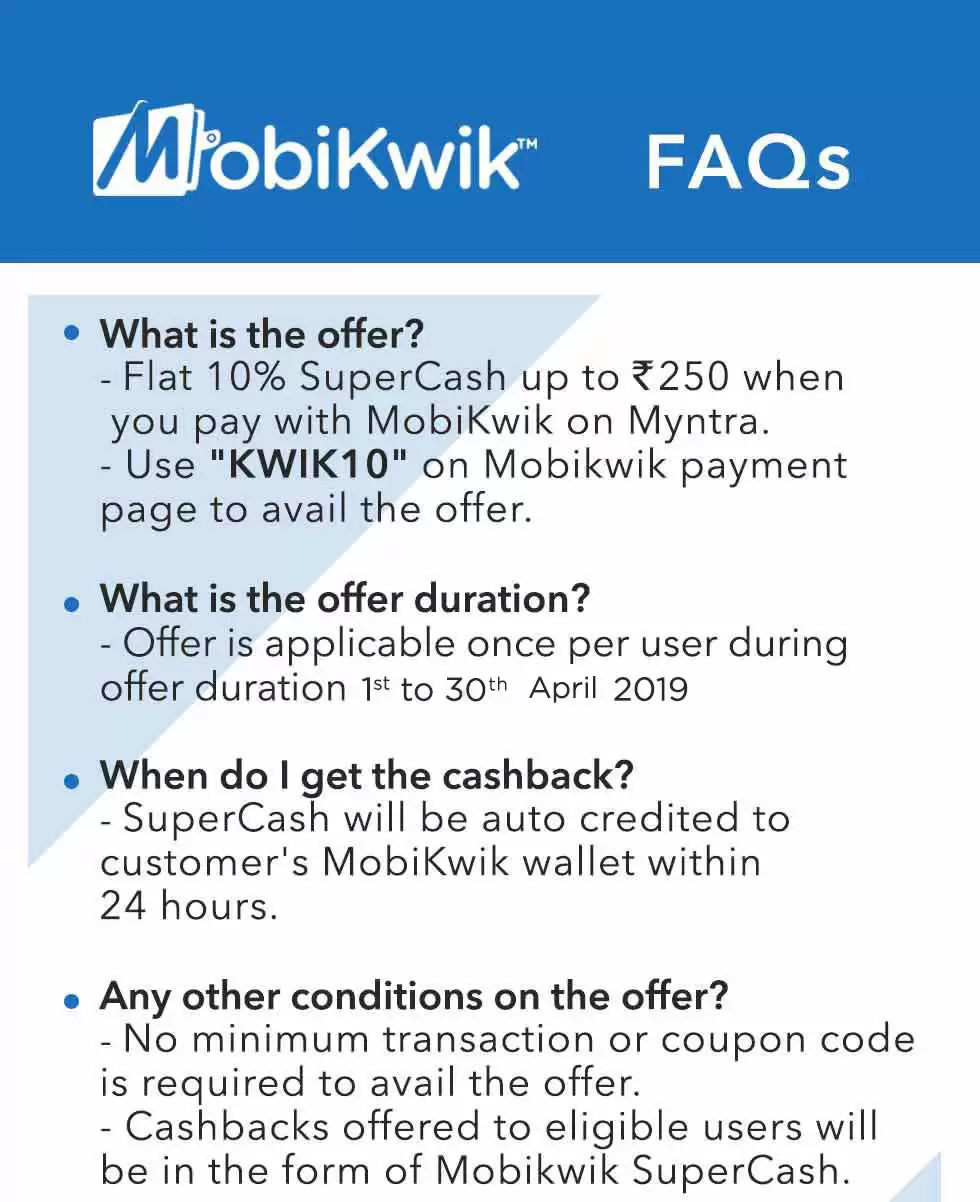 Get 10% Supercash Upto Rs.150 At Myntra Pay Via Mobikwik
