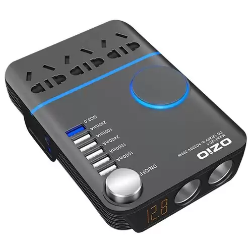 Order In Just $35.99 Ozio I20-i 200w Car Power Inverter Dc 10-30v Ac Converter Led Display Qc3.0 Dual Cigarette Lighter - Black With This Discount Coupon At Geekbuying