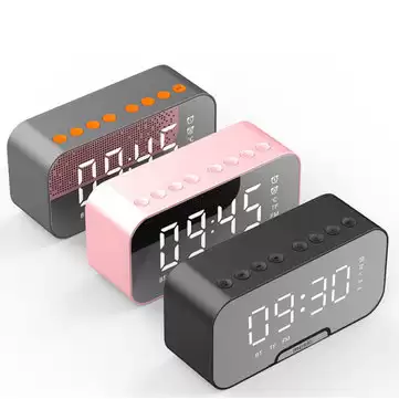 Order In Just $13.89 Digital Alarm Clock Bluetooth Speaker With Tf Card Slot Fm Radio Led Mirror Table Clock Time Temperature Display Home Decorations With This Coupon At Banggood