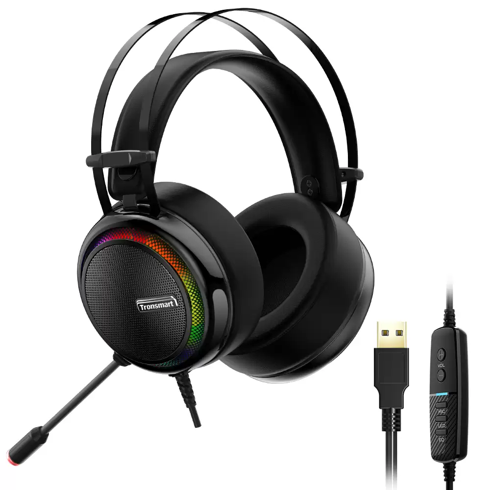 Pay Only $27.99 For Tronsmart Glary Gaming Headset 7.1 Virtual Surround Sound Stereo Sound With Colorful Led Lighting Usb Interface Mic For Pc Laptop With This Coupon Code At Geekbuying
