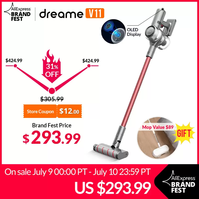 Avail Flat $15 Discount On Dreame V11 Handheld Wireless Vacuum Cleaner With This Discount Coupon At Aliexpress