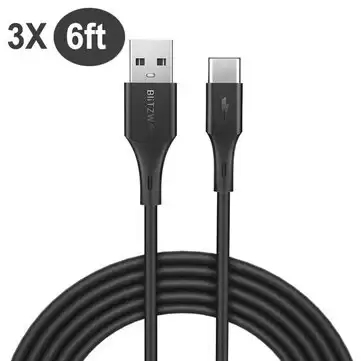Order In Just $6.99 [3 Pack] Blitzwolf Bw-tc15 3a Usb Type-c Cable Fast Charging Data Sync Transfer Cord Line 6ft/1.8m For Samsung Galaxy Note 20 Huawei P40 Mi10 Oneplus 8 With This Coupon At Banggood