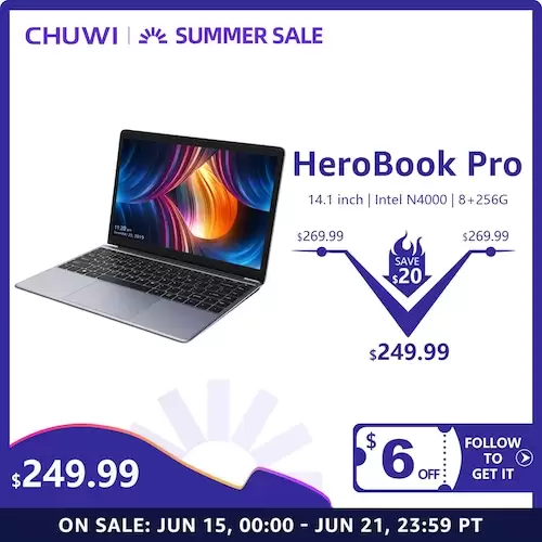 Order In Just $260.99 2020 New Arrival Chuwi Herobook Pro 14.1 Inch 1920x1080 Ips Screen Intel Nn4000 Processor Ddr4 8gb 256gb Ssd Windows 10 Laptop At Gearbest With This Coupon