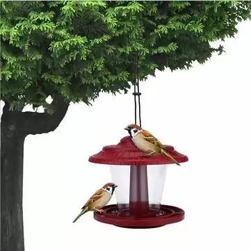 Order In Just $7.17 / €9.99 Transparent Waterproof Hanging Bird Feeder Outdoor Balcony Outdoor For Feeding Tool - Red With This Coupon At Banggood