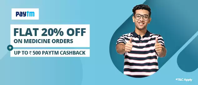 Get 20% Off + Upto Rs.500 Paytm Cashback At Pharmeasy