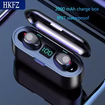 Order In Just $11.19 Hkfz Wireless Earphone Bluetooth V5.0 F9 Tws Bluetooth Headphone Led Display With 2000mah Power Bank Headset With Microphone At Aliexpress Deal Page