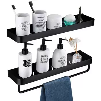 Order In Just $13.61 Bathroom Shelf Black With Towel Bar Space Aluminum Bathroom Shelves At Aliexpress Deal Page