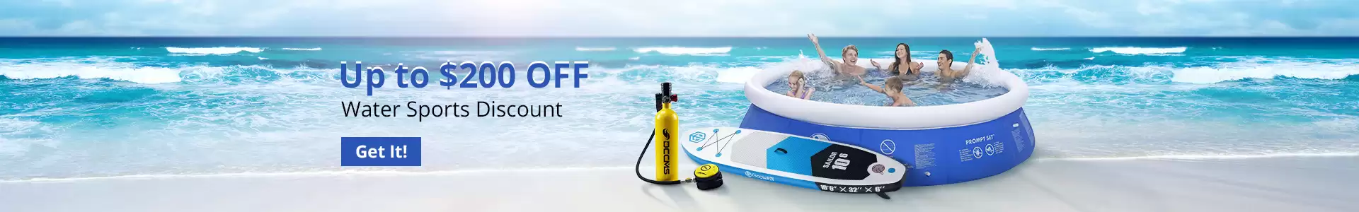 Get 20% Off For Water Sport Promotion Discount Up To $200 With This Coupon At Banggood
