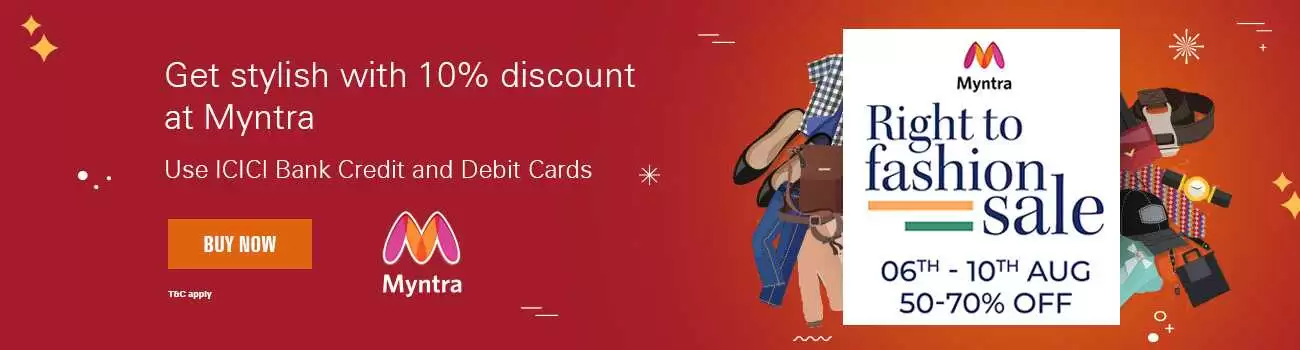 Get Up To 10% Off Use Icici Bank Credit Or Debit Card At Myntra