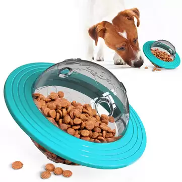 Order In Just $9.33 / €8.56 Ufo Shape Interactive Dog Cat Food Ball Bowl Pet Toy Shaking Foods Leak Container For Puppy Feeding Tool - Yellow With This Coupon At Banggood