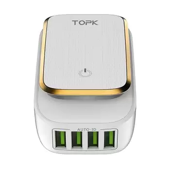 Order In Just $12.99 Topk 4-port 4.4a(max) 22w Eu Usb Charger Adapter Led Lamp Auto-id Portable Phone Travel Wall Charger For Iphone Samsung At Aliexpress Deal Page