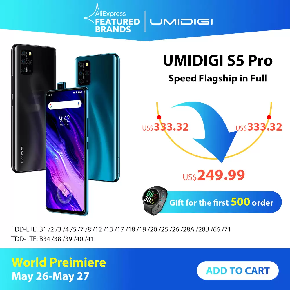 Get $10 discount on smartphone UMIDIGI S5 Pro With This Discount Coupon At Aliexpress