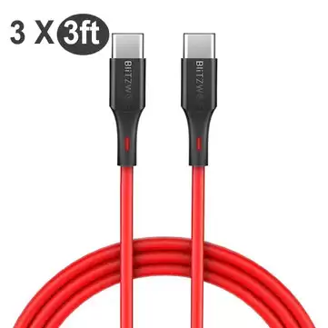 Order In Just $6.99 [3 Pack] Blitzwolf Bw-tc17 3a Usb Pd Type-c To Type-c Charging Data Cable With This Coupon At Banggood