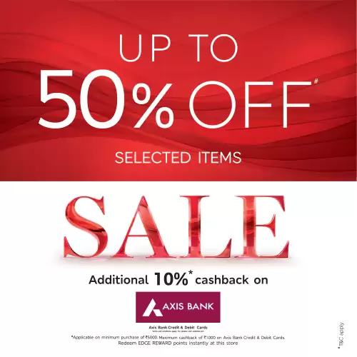 Get Flat 50% Off + Extra 10% Cashback At Marksandspencer India Pay Via Axis Bank Debit / Credit Cards