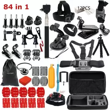 Order In Just $27.99 For 84 In 1 Action Camera Accessories Combo For Gopro Sjcam Osmo Yi Sport Cameras With This Coupon At Banggood