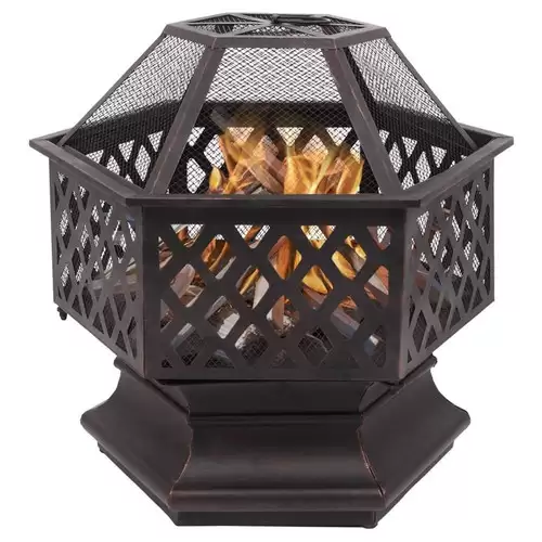 Pay Only $120.99 For 22 Inch Portable Hexagonal Iron Brazier Heat Resistant With Flame Retardant Protective Cover For Heating Decoration - Black With This Coupon Code At Geekbuying