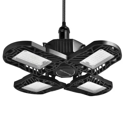 Pay Only $23.99 For Led Garage Light 120w Four-leaf Ceiling Light With Adjustable Aluminum Panels 12000lm 6500k Deformable Nature Shop Lig - Black With This Coupon Code At Geekbuying