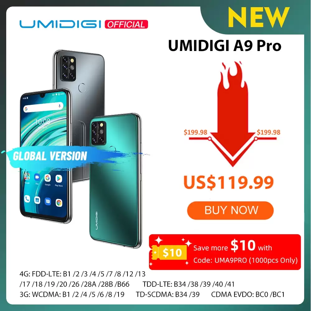 Get Extra $10 Discount On Smartphone Umidigi A9 Pro For Order Over $119 With This Discount Coupon At Aliexpress