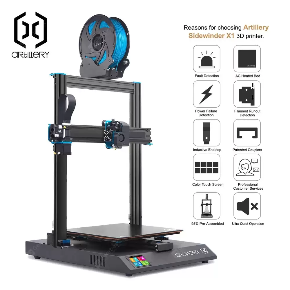 Pay Only 379$ / 348.68€ For Artillery Sidewinder-X1 3d Printers With This Discount Coupon At Gearbest