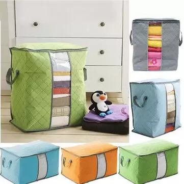 Order In Just $4.55 / €6.38 High Capacity Clothes Quilts Storage Bag Folding Organizer Bags Bamboo Portable Storage Container - Grey With This Coupon At Banggood
