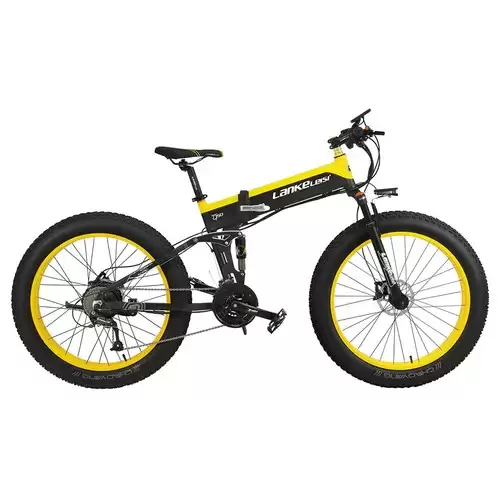 Order In Just $1429.99 Lankeleisi Xt750 Plus Folding Electric Bike Bicycle 48v 12.8ah 500w 26x4.0 Fat Tire Aluminum Alloy Frame Shimano Gear Shift Max Speed 40km/h Ip54 100km Mileage Range - Black Yellow With This Discount Coupon At Geekbuying