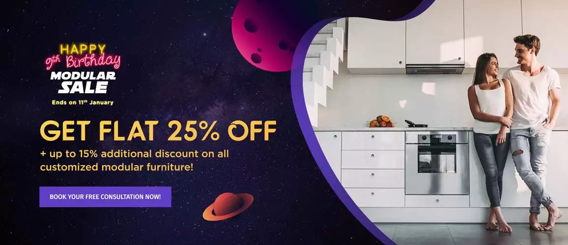 Get 25% Cashback + 15% Discount On Modular Furniture At Pepperfry Deal Page
