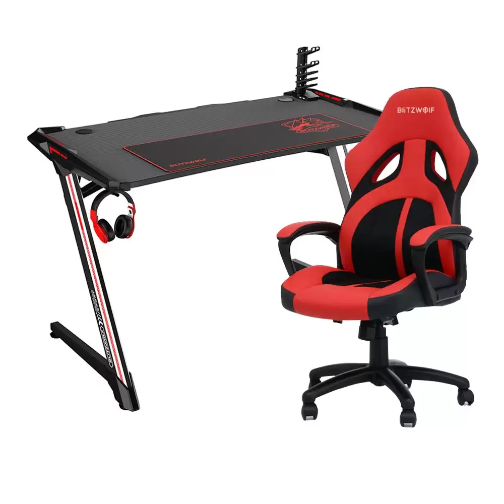 Order In Just $169.99 Blitzwolf Bw-gd3 Gaming Desk 46.85‘’ Z Shaped Gamer Tables With Rgb Colorful Light Stand Cup Holder Headphone Hook Free Mousepad Usb Game Handle Rack For Home Office With This Coupon At Banggood