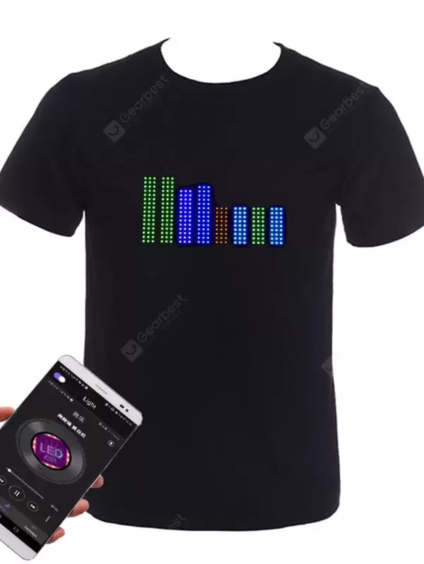 Order In Just $33.99 App Control Luminous T-shirt Bar Electronic Music Couples Luminous Clothes Nshort Sleeve Pure Cotton Led T-shirt At Gearbest With This Coupon