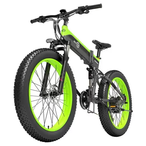 Order In Just $1479.99 Bezior X1000 Folding Electric Bike Bicycle Panasonic 48v 12.8ah Battery 1000w Motor 26 Inch Fat Tire Aluminum Alloy Frame Shimano 27-speed Shift Max Speed 40km/h Ip54 100km Power-assisted Mileage Range Lcd Display Ip54 Waterproof - Black Green With This Discount Coupon At Geek