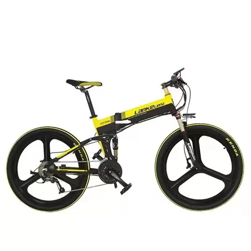 Pay Only $1259.99 For Lankeleisi Xt750 Elite Edition Folding Electric Bike Bicycle 48v 10.4ah 400w 26x1.95 Tires Aluminum Alloy Frame Max Speed 30km/h Shimano 7 Speed Derailleur 100km Mileage Range - Black Yellow With This Coupon Code At Geekbuying