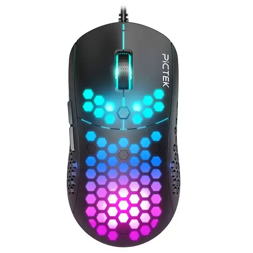 Pay Only $14.99 For Pictek Rgb Gaming Mouse Cable Ultra-light Honeycomb Pc Mouse 10000 Dpi Adjustable 6 Programmable Buttons 7 Lighting With This Coupon Code At Geekbuying