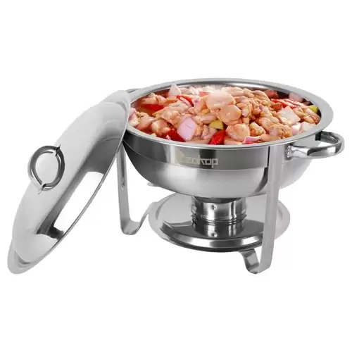 Pay Only $32.99 For Zokop 5qt Stainless Steel Round Buffet Stove With Covers Water & Food Pans Fuel Holders - Sliver With This Coupon Code At Geekbuying