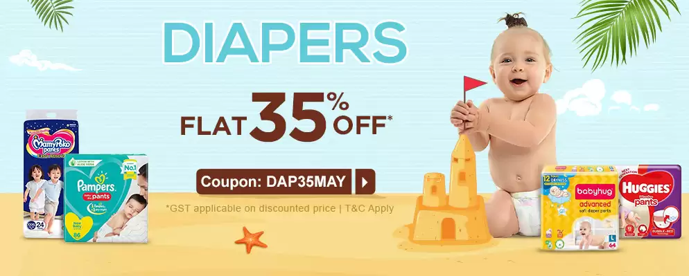 Enjoy Flat 35% Off On Diapers With This Discount Coupon At Firstcry