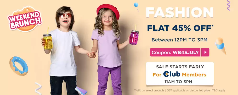 Weekend Brunch | Fashion Firstcry Deal Coupon Get Flat 45% Off Between (12pm To 3pm).