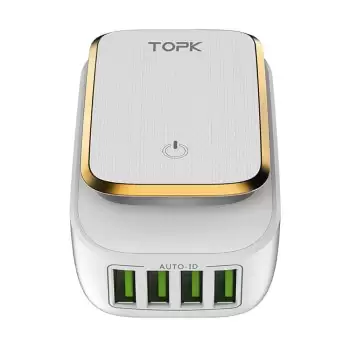 Order In Just $9.99 Topk B4405 4-port 4.4a(max) 22w Eu Usb Charger Adapter Led Lamp Auto-id Portable Phone Travel Wall Charger For Iphone Samsung At Aliexpress Deal Page