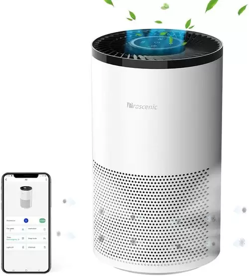 Order In Just $94.99 Proscenic A8 Air Purifier For Home With H13 True Hepa Filter, App & Alexa & Google Voice Control, Air Cleaner For Smokers Allergies Pets Hairs Odor Eliminators, 4 Stages Filtration, Timer & Schedule - White With This Discount Coupon At Geekbuying