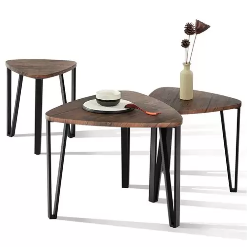 Pay Only $59.99 For Triangular Coffee Table Drink Rack Set For Bedroom, Living Room - Dark Brown With This Coupon Code At Geekbuying