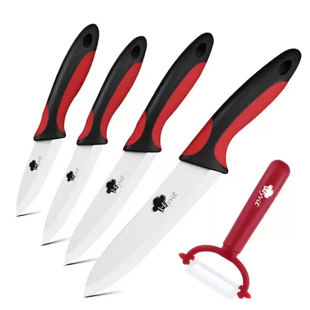 Order In Just $15.99 Myvit Ceramic Knife Kitchen 3 4 5 6 Inch + Peeler White Blade Paring Fruit Vegetable Chef Utility Knife Cooking Tools Set - Red & Black With This Coupon At Banggood
