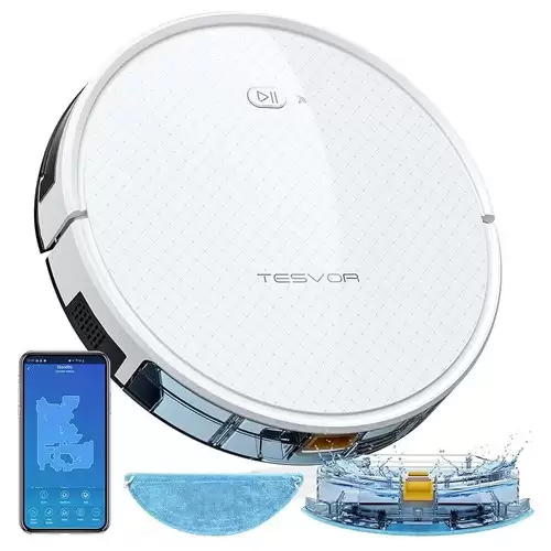 Order In Just $184.99 Tesvor X500 Pro Robot Vacuum Cleaner 1800pa Gyroscope Navigation Automatic Charging 350ml Electronic Water Tank App And Alexa Control For Carpet, Hardwood, Ceramic Tile, Linoleum - White With This Discount Coupon At Geekbuying