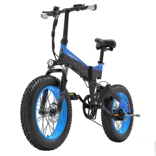 Pay Only $1269.99 For Lankeleisi X3000 Plus Folding Electric Bike Bicycle 48v 1000w Motor 10.4ah Battery 26x4.0 Tires Aluminum Alloy Frame Hydraulic Disk Brake Shimano 7 Speed Derailleur Max Speed 46km/h 90km Mileage Range 3 Riding Modes - Black Blue With This Coupon Code At Geekbuying