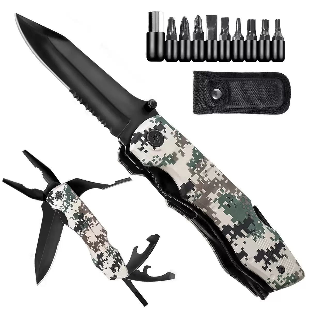Order In Just $11.99 [enhance Version] Ghk-mk92 13 In 1 Multifunctional Camouflage Tools Folding Outdoor Tool Kitchen Bottle Opener Sharp Pocket Multitool Knife Pliers Saw Blade Cutter Screwdriver Tools With This Coupon At Banggood