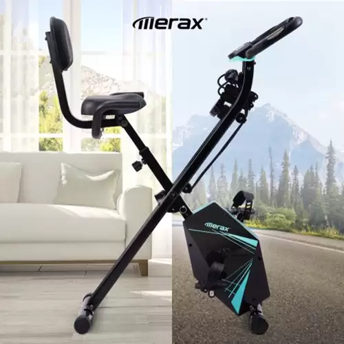 Pay Only $179.99 For Merax Foldable Cycling Exercise Bike With Lcd Screen Adjustable Height And Arm Resistance Bands For Indoor Workout-blue With This Coupon Code At Geekbuying