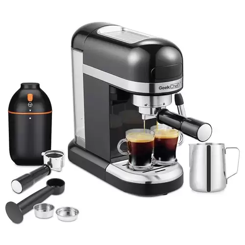 Pay Only $109.99 For Geek Chef Gcf20d Bar Espresso Maker Coffee Machine, 1350w High Performance, 1.4 Ldetachable Transparent Water Tank, With Safety Valve With This Coupon Code At Geekbuying