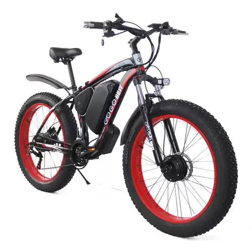 Pay Only $1459.99 For Gogobest Gf700 26*4.0 Fat Tire Electric Mountain Bike 17.5ah Battery 500w Dual-motor 6061 Aluminum Alloy Frame Max Speed 50km/h 70km Power-assisted Range Ip54 Hydraulic Disc Brake Mtb Load 200kg - Black Red With This Coupon Code At Geekbuying